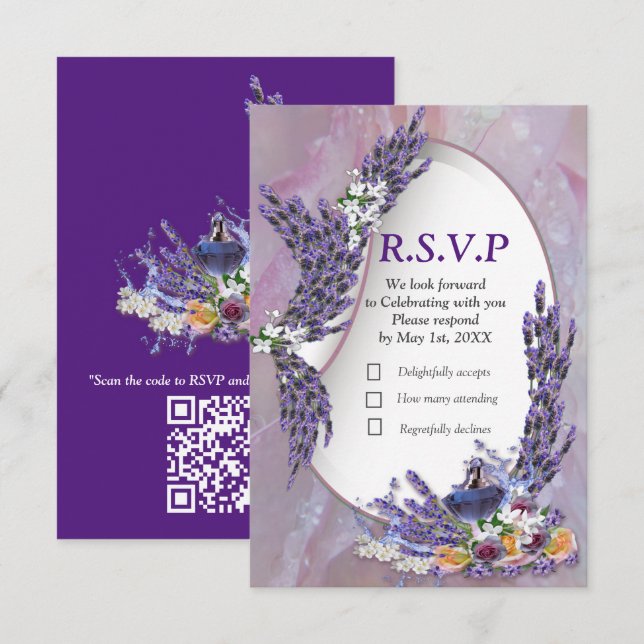 Tuberose & Lavender Blooms RSVP Card (Front/Back)