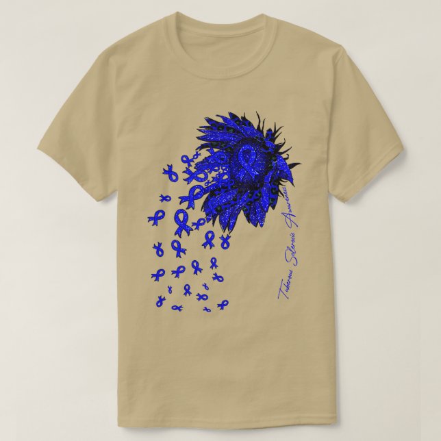 Tuberous Sclerosis Awareness Sunflower ribbon flow T-Shirt (Design Front)