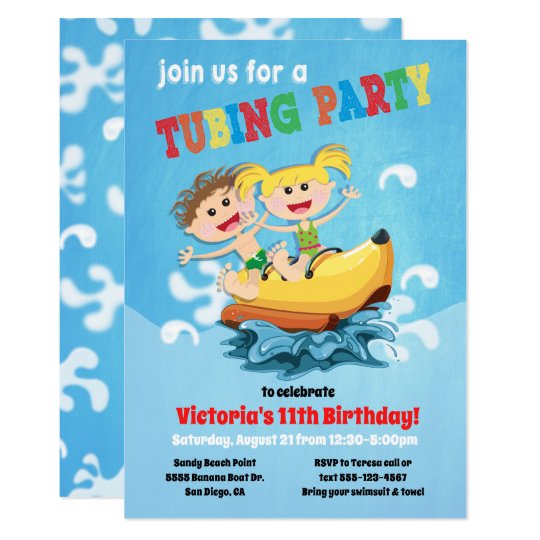 tubing banana boat birthday party invitations zazzle com