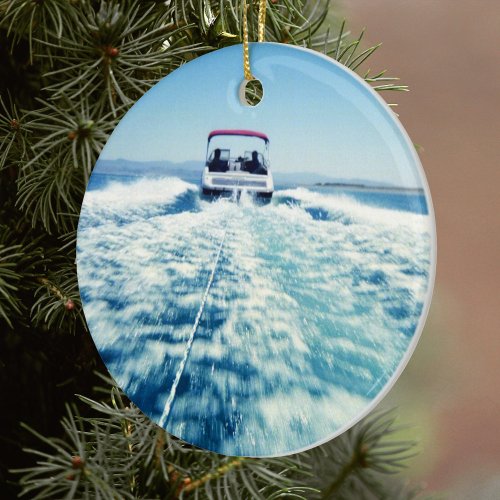 Tubing Behind Speed Boat Ceramic Ornament