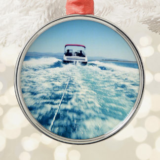 Tubing Behind Speed Boat Metal Ornament