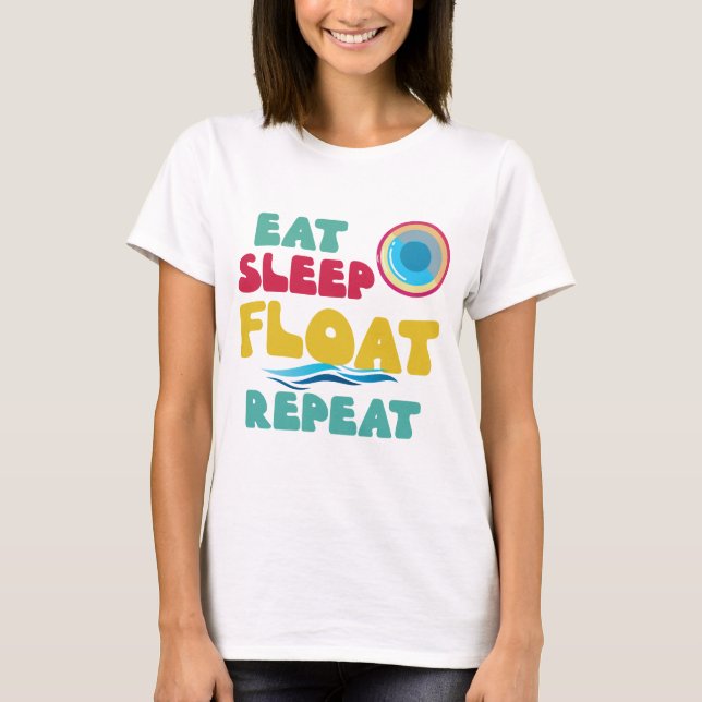 Tubing Floating T-Shirt River Drinking Summertime (Front)