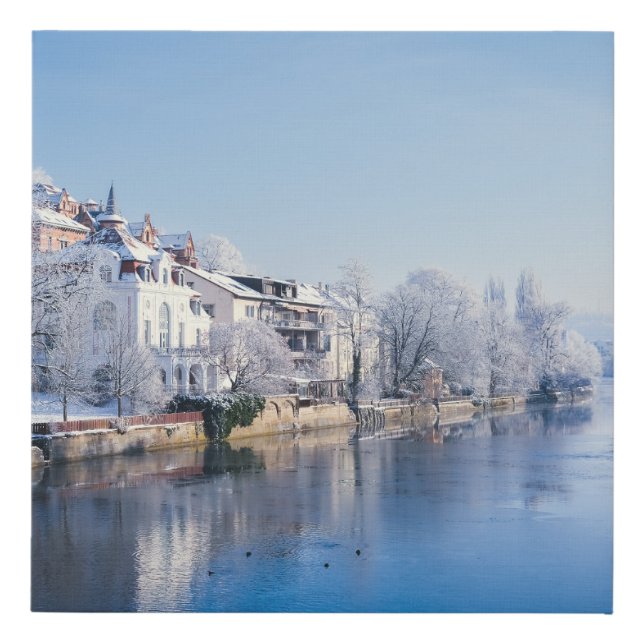 Tübingen, Germany after snowfall Faux Canvas Print (Front)