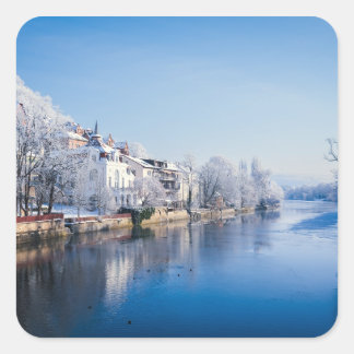 Tübingen, Germany after snowfall Square Sticker