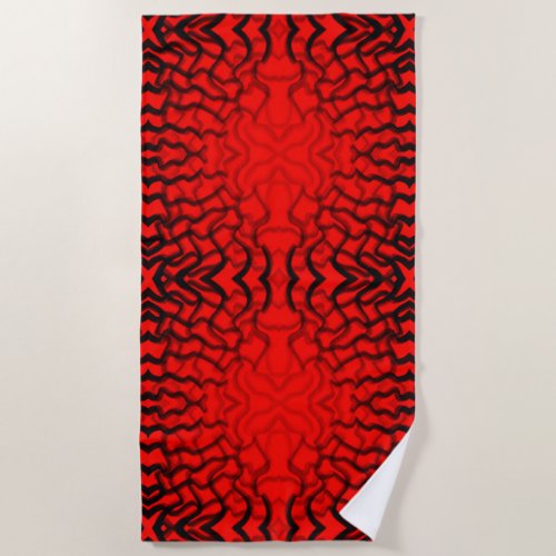 Tubular Black And Red Piping Beach Towel