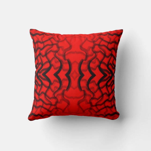 Tubular Black And Red Piping  Throw Pillow (Back)