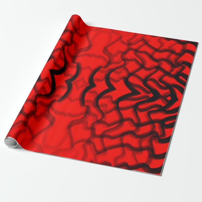 Tubular Black And Red Piping  Wrapping Paper (Unrolled)