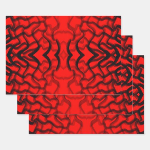 Tubular Black And Red Piping  Wrapping Paper Sheets