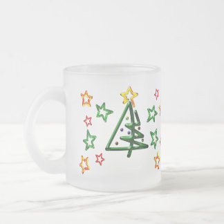 Tubular Chrome Christmas Tree Frosted Glass Coffee Mug