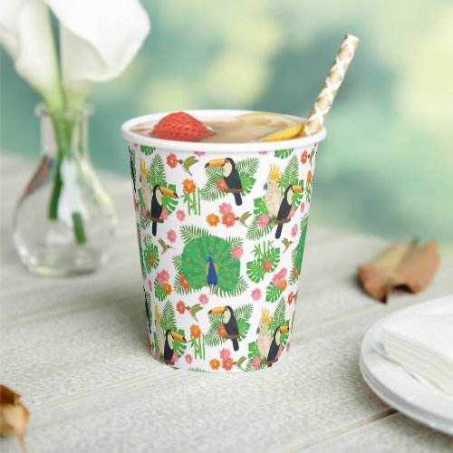 Tucan And Peacock Pattern Paper Cups