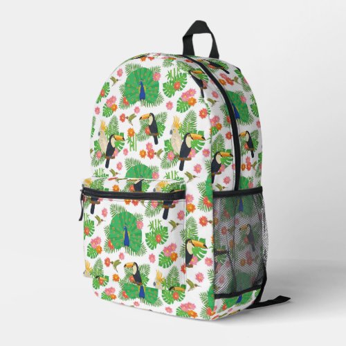 Tucan And Peacock Pattern Printed Backpack