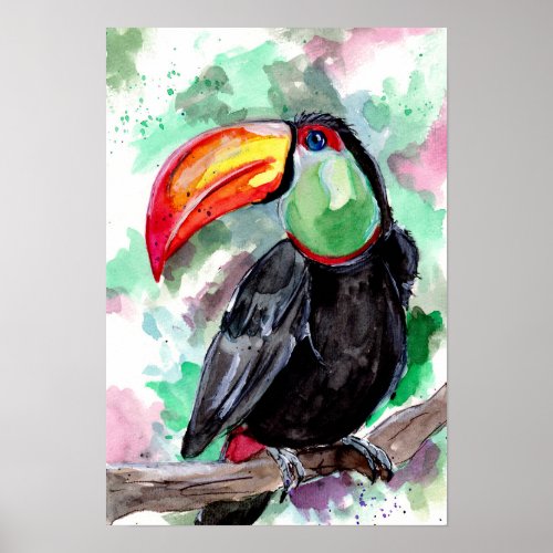 Tucan Bird Watercolor Poster