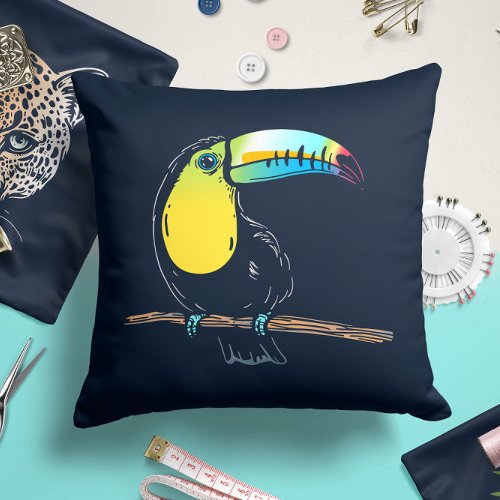 Tucan  Black Amazon Throw Pillow