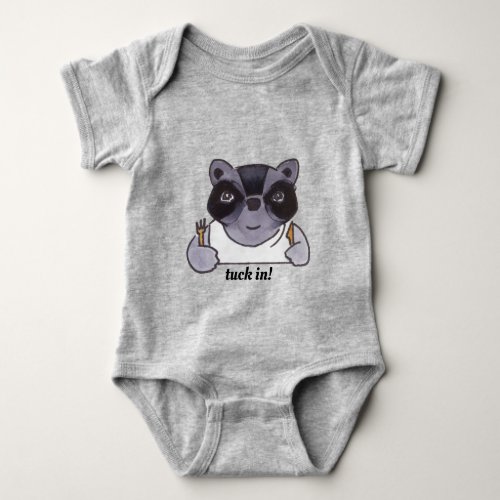 Tuck In Cute Eating Raccoon Baby Bodysuit