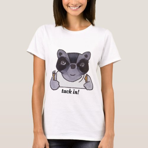 Tuck In Cute Eating Raccoon T_Shirt