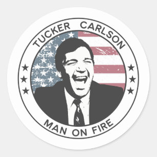 Tucker Carlson Parody - Man On Fire Classic Round Sticker
