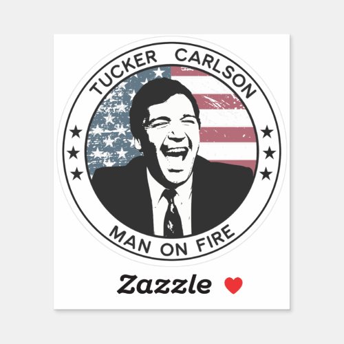 Tucker Carlson Parody _ Man On Fire Sticker