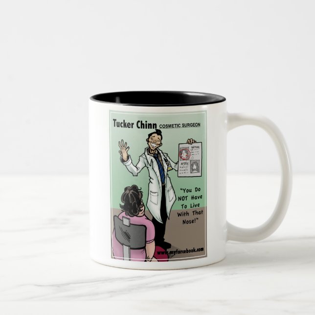 Tucker Chinn- myFarcebook.com Cosmetic Surgeon Two-Tone Coffee Mug (Right)