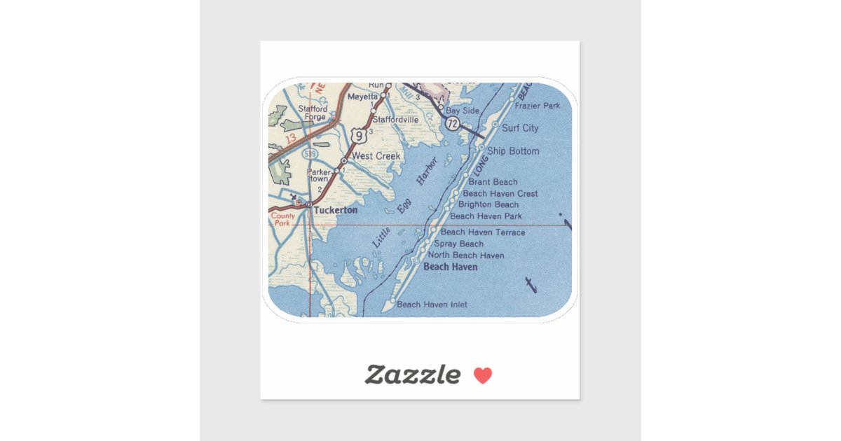 Tuckerton NJ Vintage Map Sticker Zazzle