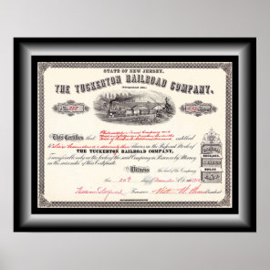 Tuckerton Railroad Company Stock Certificate 1918~ Poster