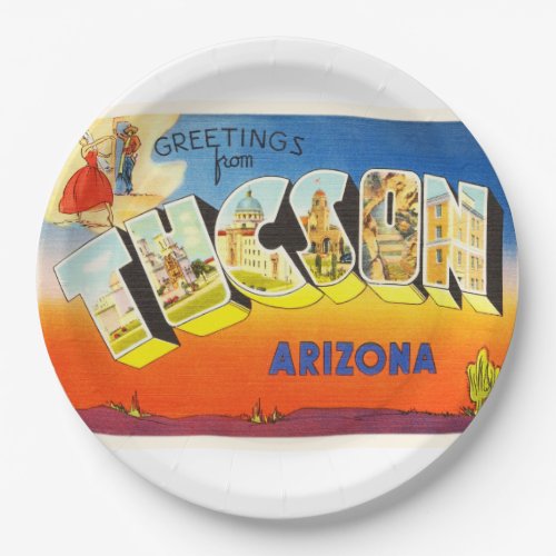 Tucson Arizona AZ Old Vintage Travel Souvenir Paper Plates