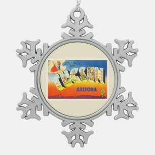 Tucson Arizona AZ Old Vintage Travel Souvenir Snowflake Pewter Christmas Ornament