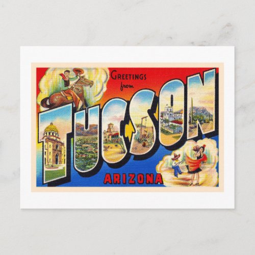 Tucson Arizona AZ Vintage Large Letter Postcard 1