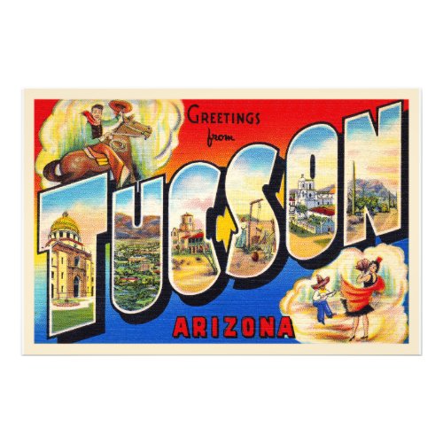 Tucson Arizona AZ Vintage Large Letter Postcard 1 Photo Print