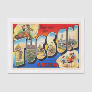 Tucson Arizona AZ Vintage Large Letter Postcard 1 Tissue Paper