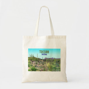 Tucson Arizona Cactus and Mountain Vintage Tote Bag