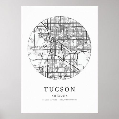 Tucson Arizona City Map Poster