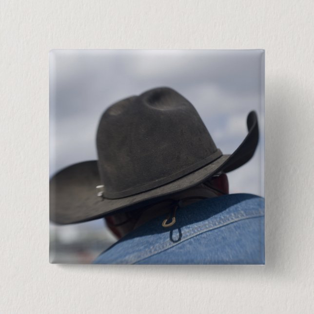 Tucson, Arizona. Cowboy hats in use at the Pinback Button (Front)