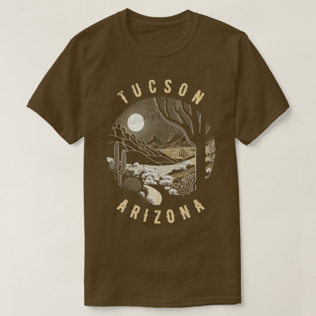 Tucson Arizona Desert At Night Painting2 T-Shirt (Design Front)