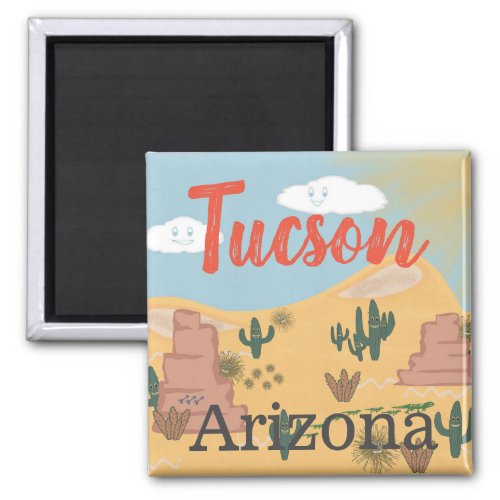 Tucson Arizona Desert Illustration Magnet