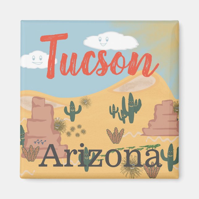 Tucson Arizona Desert Illustration Magnet (Front)