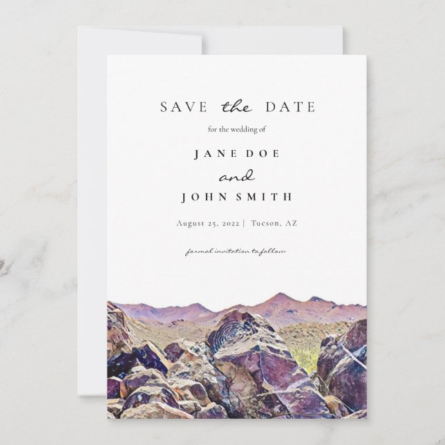 Tucson Arizona Desert Mountain  Save The Date (Front)