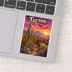 Tucson Arizona Desert Sunset Saguaro Cactus Travel Sticker