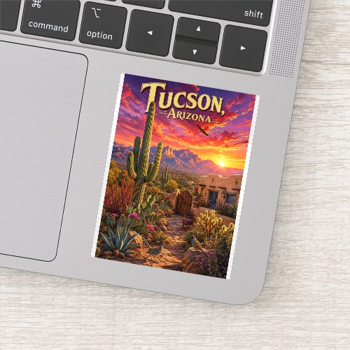 Tucson Arizona Desert Sunset Saguaro Cactus Travel Sticker