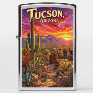 Tucson Arizona Desert Sunset Saguaro Cactus Travel Zippo Lighter