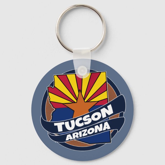 Tucson Arizona flag burst keychain (Front)