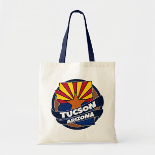 Tucson Arizona flag burst tote bag