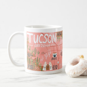 Tucson Arizona Illustrated Map Art Coffee Mug