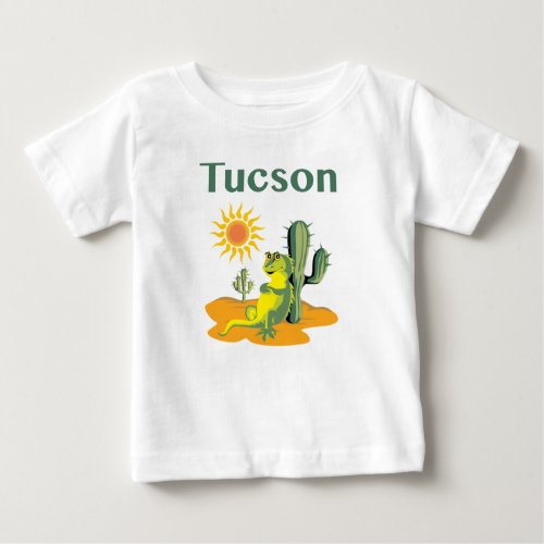 Tucson Arizona Lizard under Saguaro Baby T_Shirt