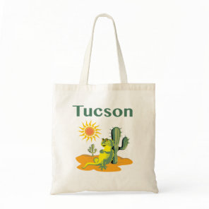 Tucson Arizona Lizard under Saguaro Tote Bag