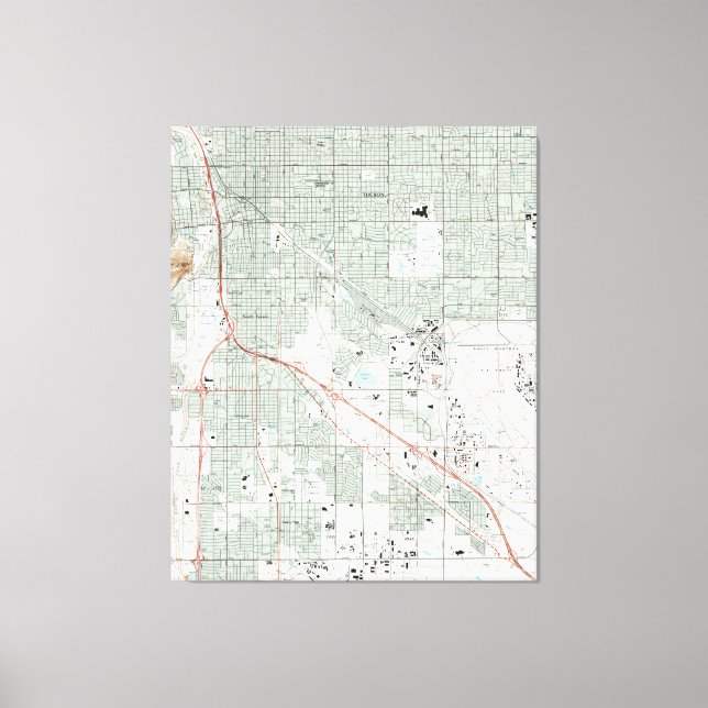 Tucson Arizona Map (1992) Canvas Print (Front)