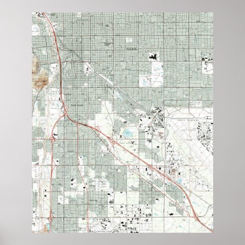 Tucson Arizona Map 1992 Poster