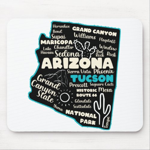 Tucson Arizona map Arizona tourism Tucson AZ Mouse Pad