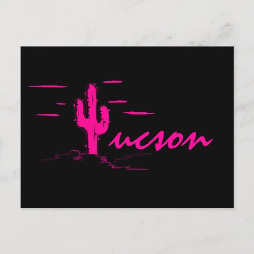 Tucson Arizona Neon Desert Nights Saguaro Cactus Postcard