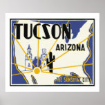 Tucson Arizona Poster<br><div class="desc">Vintage travel poster image for Tucson,  Arizona.</div>