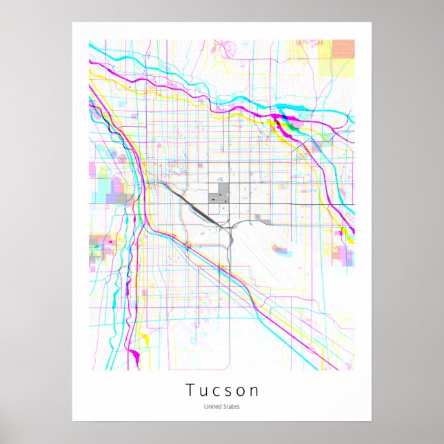 Tucson Arizona Simple White Abstract Map Poster (Front)